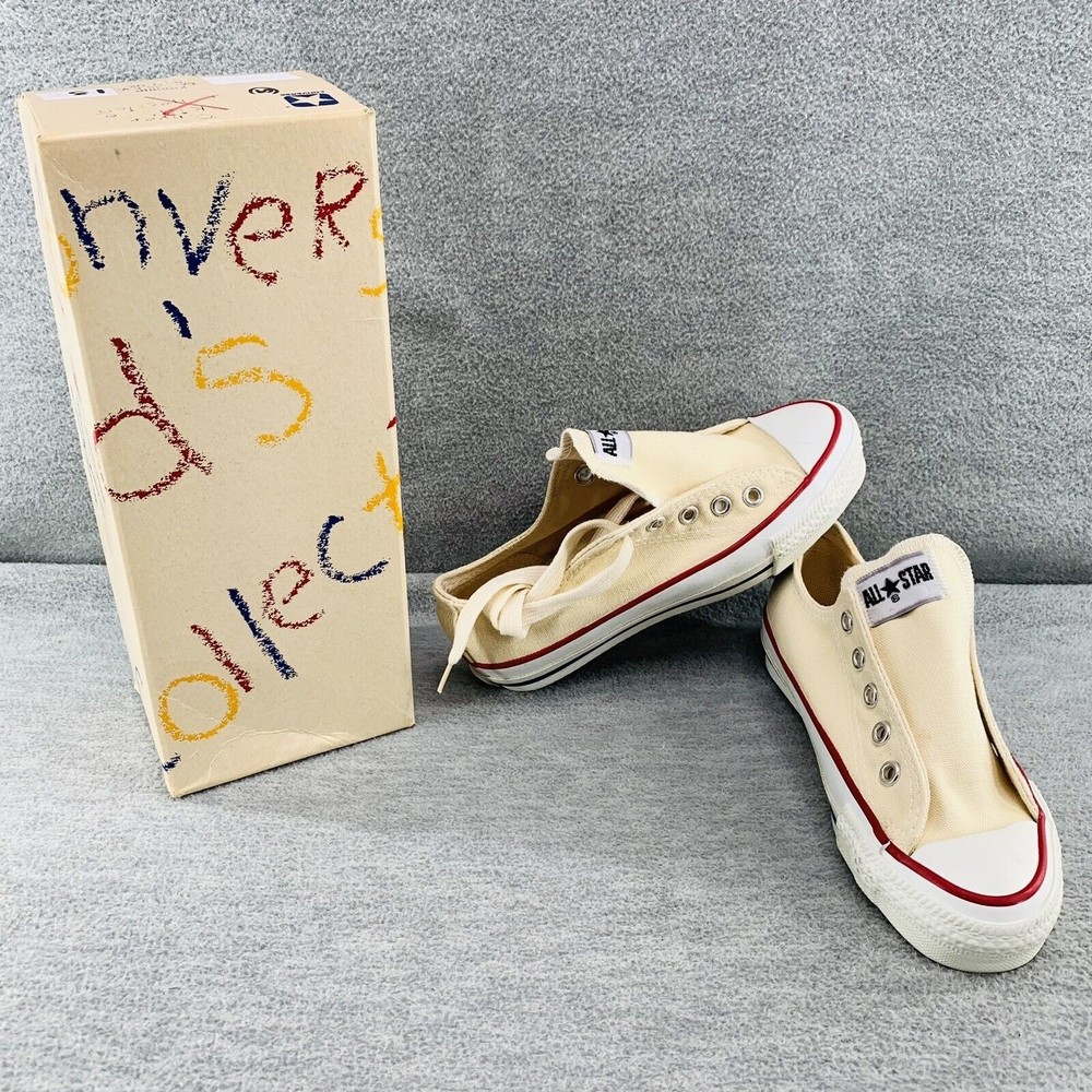 CONVERSE VINTAGE All Star Youth Size 13 Cream Sneakers Shoe Chuck Taylor Low Top